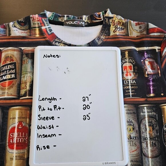 YOUCAN Sweatshirt Mens XL Beer Can All Over Print Crew Neck Long Sleeve - Picture 4 of 8